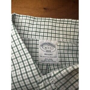 BROOKS BROTHERS Regent Non Iron Blue Green Checkered Shirt 16.5 -2/3